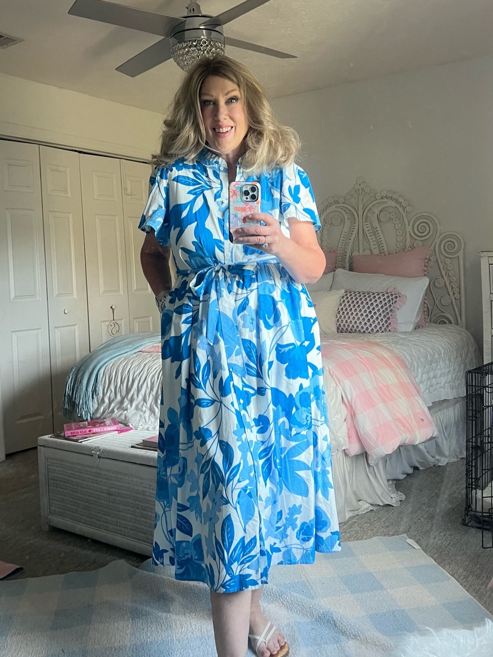 Sugarlips Blue and White Floral Midi Dress